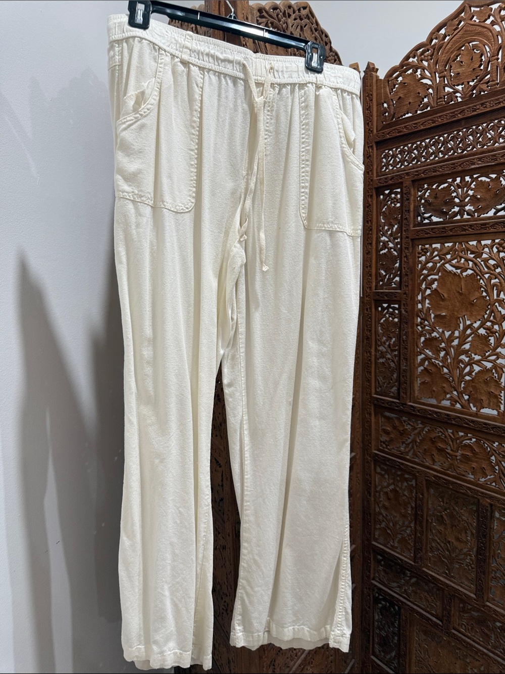 Sincerly Jules Cream Wide Leg Drawstring Pants